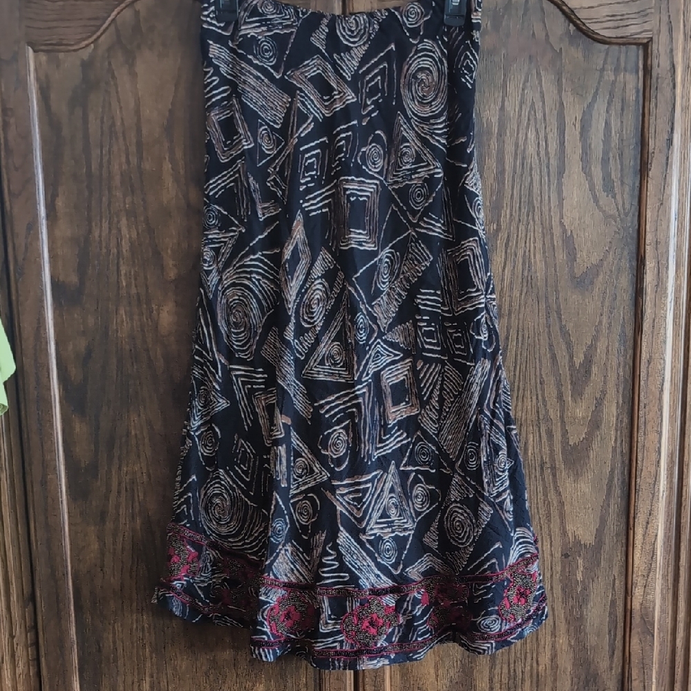 Chico's Black and Red Geometric A-Line Skirt
